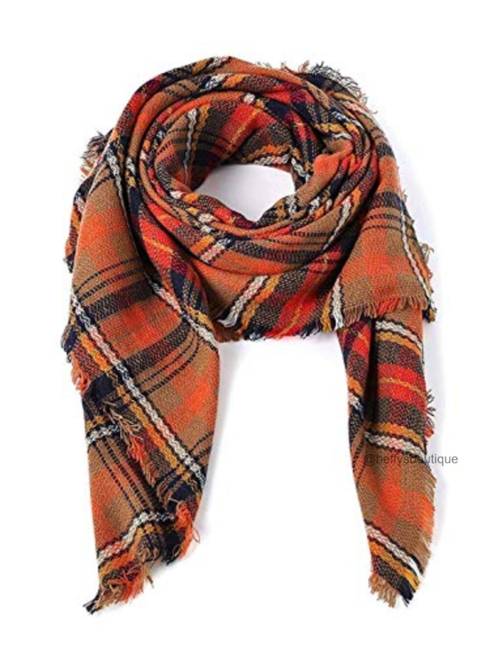 Chunky Checked Blanket Scarf Oversized Warm Shawl Wrap Acrylic